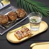 Stainless Steel Oval Serving Tray Towel Storage Dish Plate Fruit Dessert Sushi Snack Serving Dishes Gold Trinket Display Trays