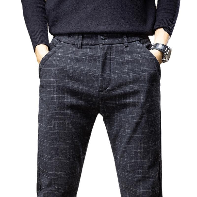 Jarní a podzimní pánské kalhoty Korejská verze Pánské Slim Fit Ležérní kalhoty Pánské univerzální elastické trendové pánské kalhoty