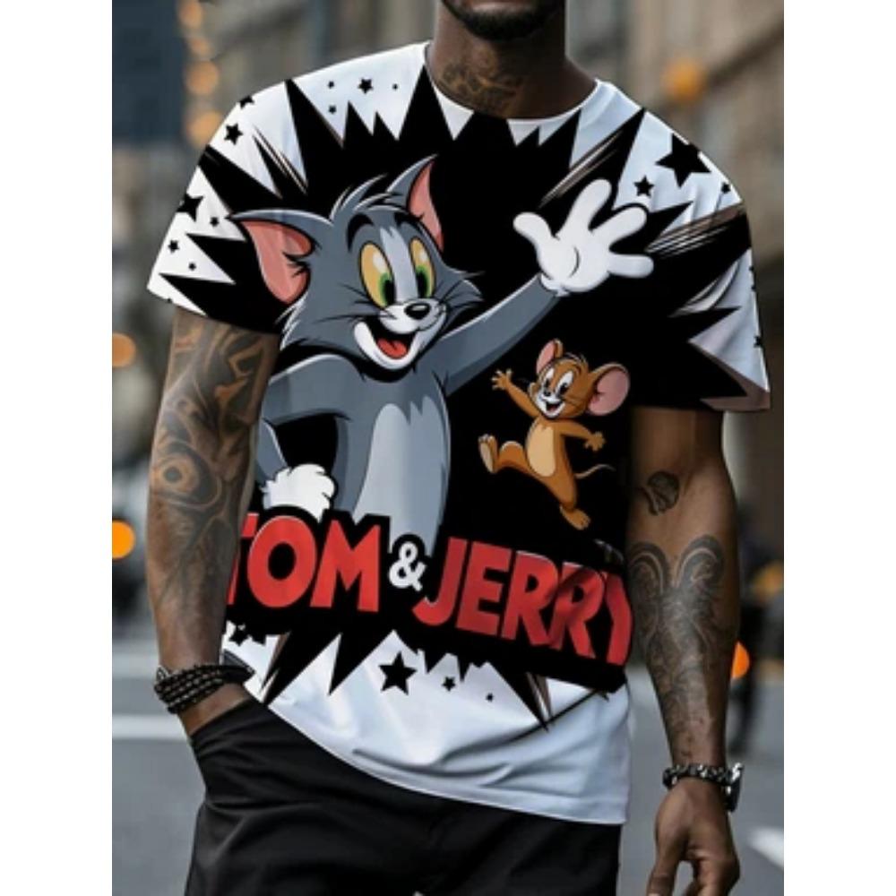 Maglietta da uomo per film (XL-6XL) - Iconica T-shirt Grafica di Tom e Jerry