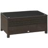 Pe Rattan Garden Coffee Table With Glass Table Top Brown