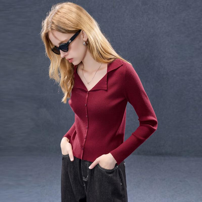 Sancai 2025 Autumn Lapel Knit Slim-Fit Sweater