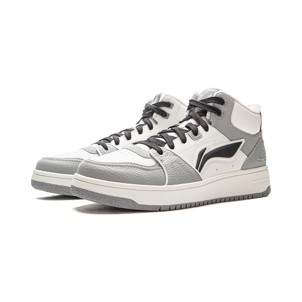 Li Ning Tianji HI Slip Resistant Cushioning Abrasion Resistant Mid top Skateboard Shoes Men's White Gray AGCV339-6