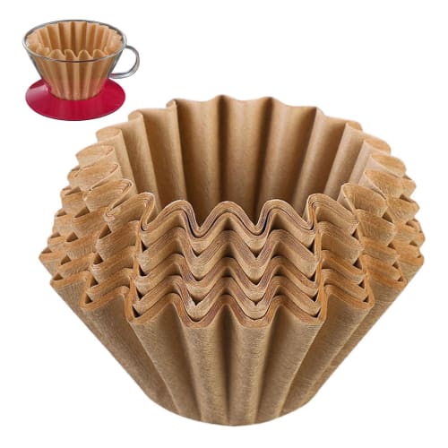 Disposable Wave Paper Coffee Filters, 50 Sheets, Unbleached, 4.5cm Diameter, 5.5/7cm Height, High-Efficiency Coffee Filters, Unbleached, Food-Grade, S