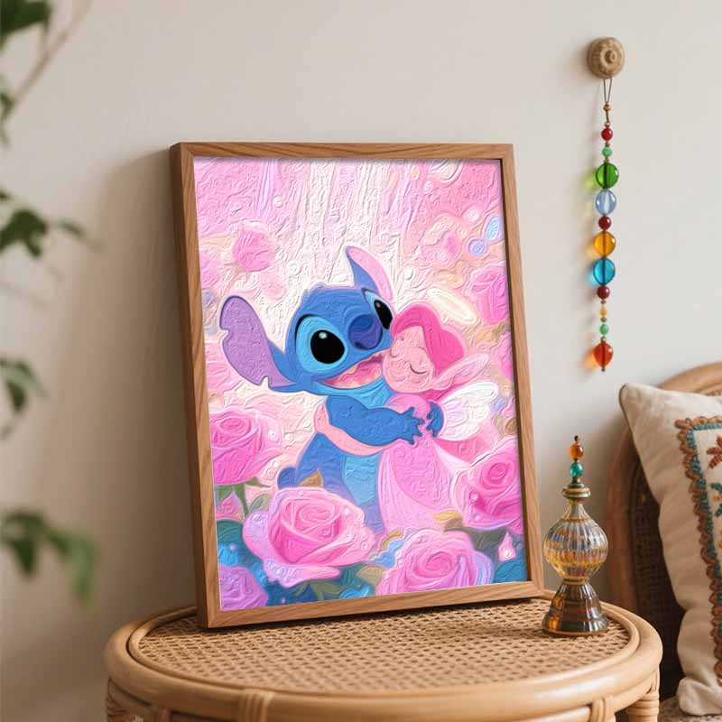 Disney Stitch and Angel Oil Painting Hand Painting Art Kit Coloring Painting Handmade Diy Home Decoration Gift