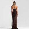 New fashionable solid color tube top waist slim dress hip wrap dress