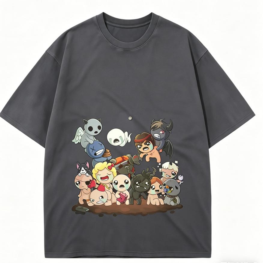 The Binding of Isaac Indie Anime Lover Washed T-shirt Year round clothing high quality personality Clothes Plus Size Unisex New Model Couples tee