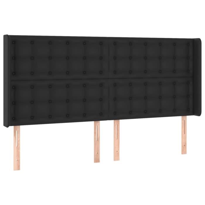 VidaXL Tête de lit avec oreilles Noir 203x16x118-128 cm Similicuir3119688
