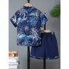 Men's Short-sleeve Shirt Printed Vacation-style Shirt Hawaiian Shirt Set Men's Fashion Loose Shirt and Shorts Set