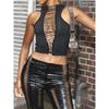 Outfitgirl Black Personalized Lace-up Sleeveless Tops 2025 Summer New Arrival All-Matching Slim Fit Cropped Tank Top
