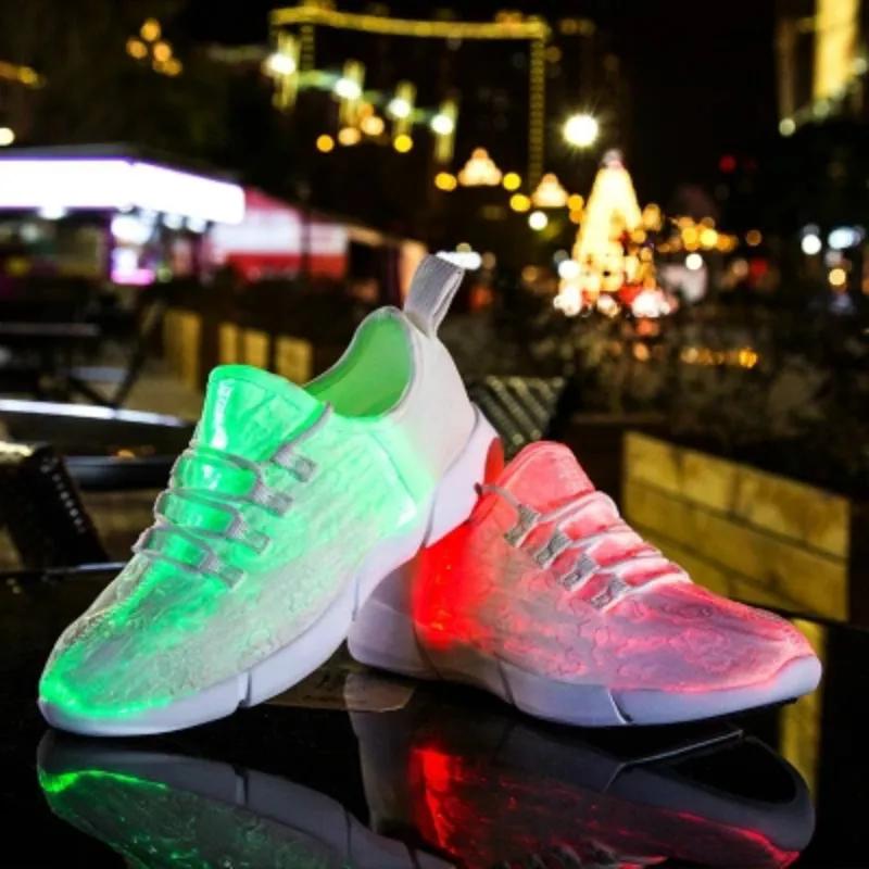 Baskets lumineuses Spring Boy pour hommes, femmes, filles, enfants, chaussures à LED clignotantes, adultes, rechargeables par USB, chaussures en fibre optique