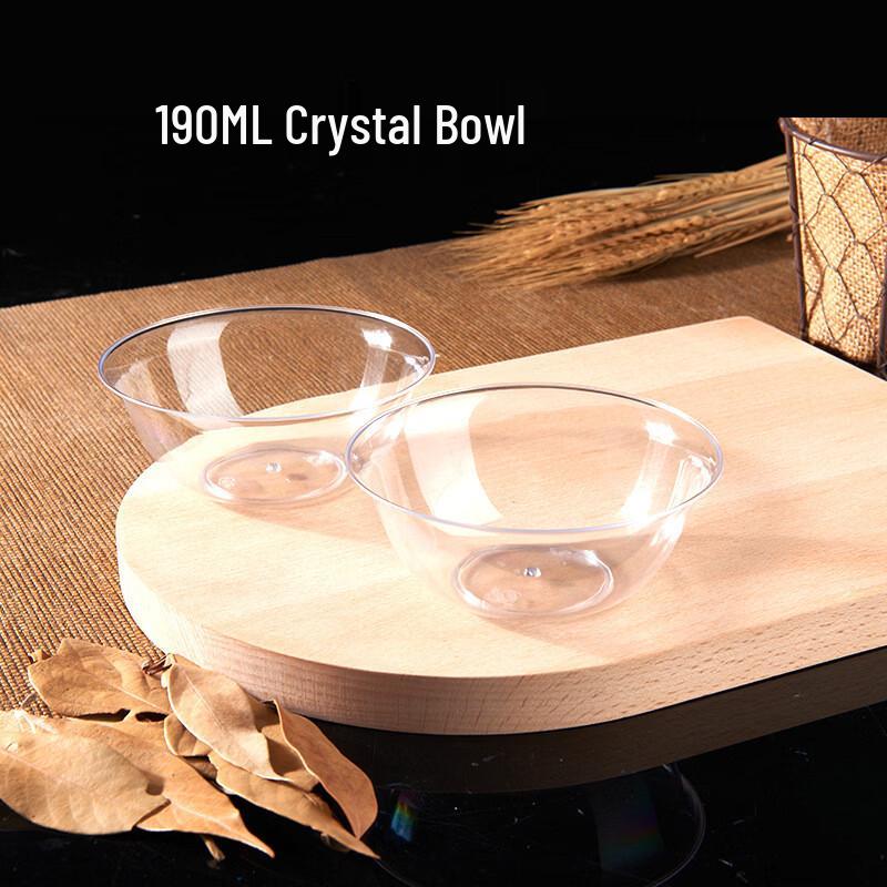 Jiashengya Disposable 190ml Clear Plastic Bowls, 100 Pack