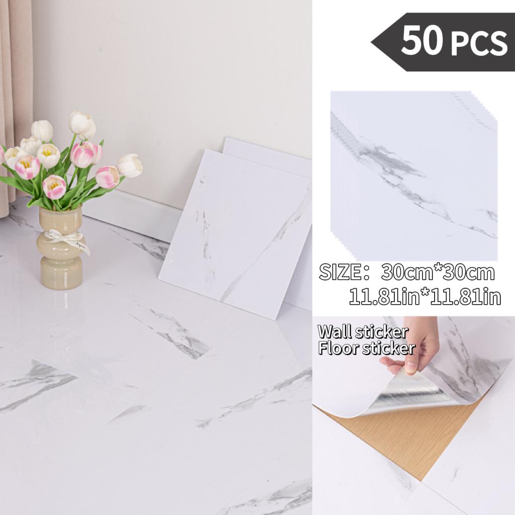 NINETAI Peel And Stick Floor Tile, 50pcs Vinyl Plank Wood Grain Look 11.81in*11.81in/48 Sq.Ft, Kitchen Mats For Floor