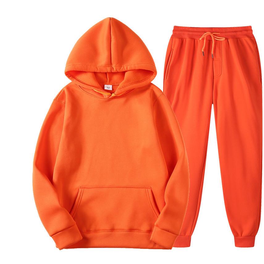 Unisex Sports Fleece-Lined Hoodie & Sweatpants Set with Custom Logo Option