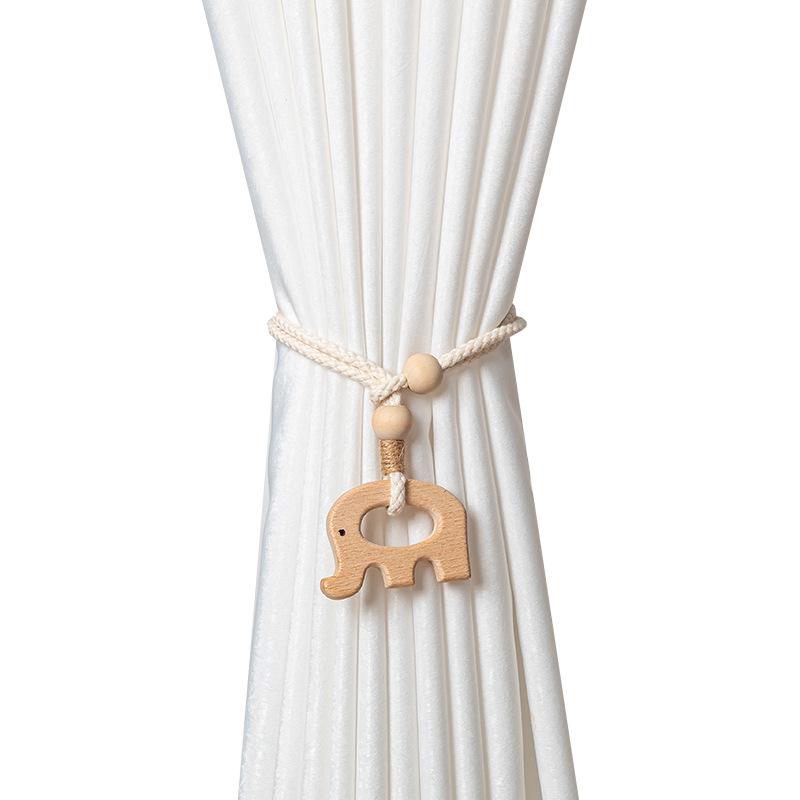 2PCS.High-End Wood-Style Curtain Tieback Balls, Adjustable Punch-Free Straps, Luxury Decor for Living Room & Bedroom