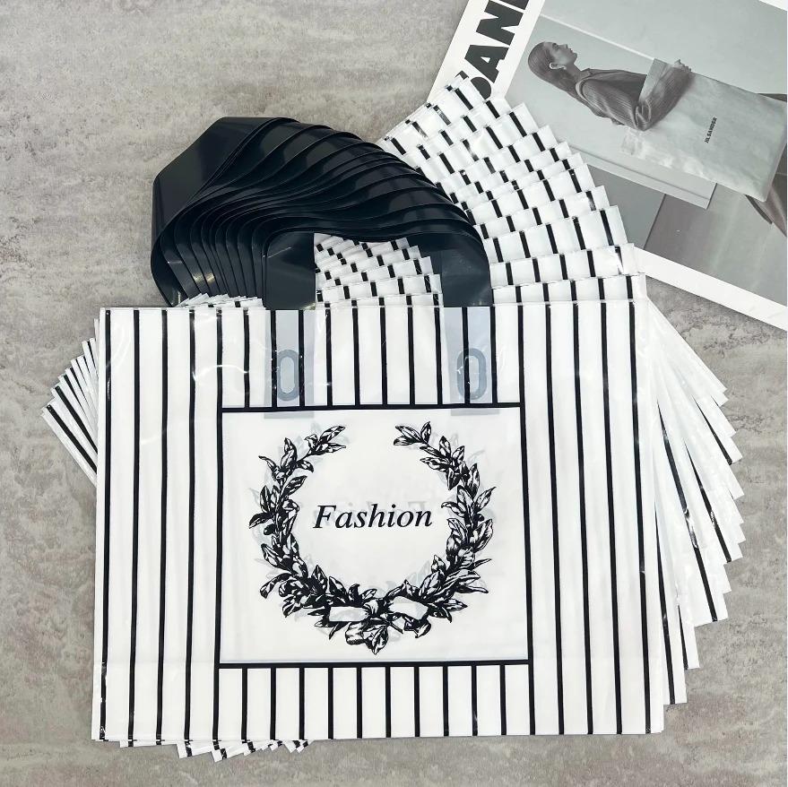 50pcs Plastic Handbag Clothing Store Shopping Packaging Gift Storage Portable Color Shop Universal Bags for Business Pocket