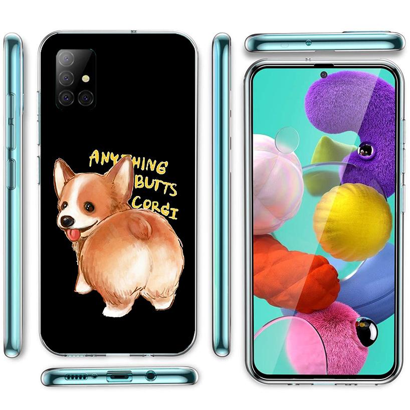 Cartoon Corgi Cute Dog Cover Phone Case For Samsung Galaxy A12 A22 A32 A52 A72 A02S Phone Case Note 20 Ultra 10 S10 Plus A51 A71