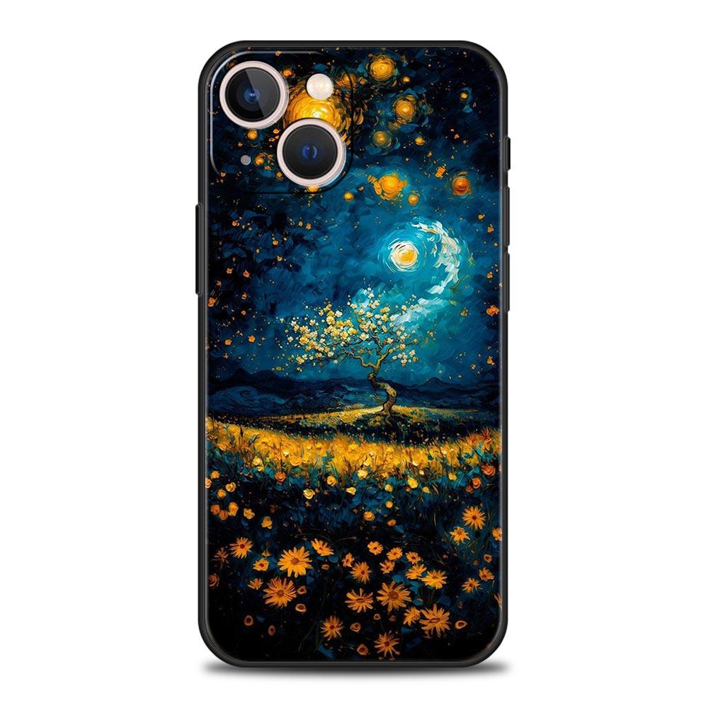 Van Gogh Starry Night Style World Landmark Illustration Phone Case for iPhone 17 16 15 14 13 12 11 Series Pro Max Plus