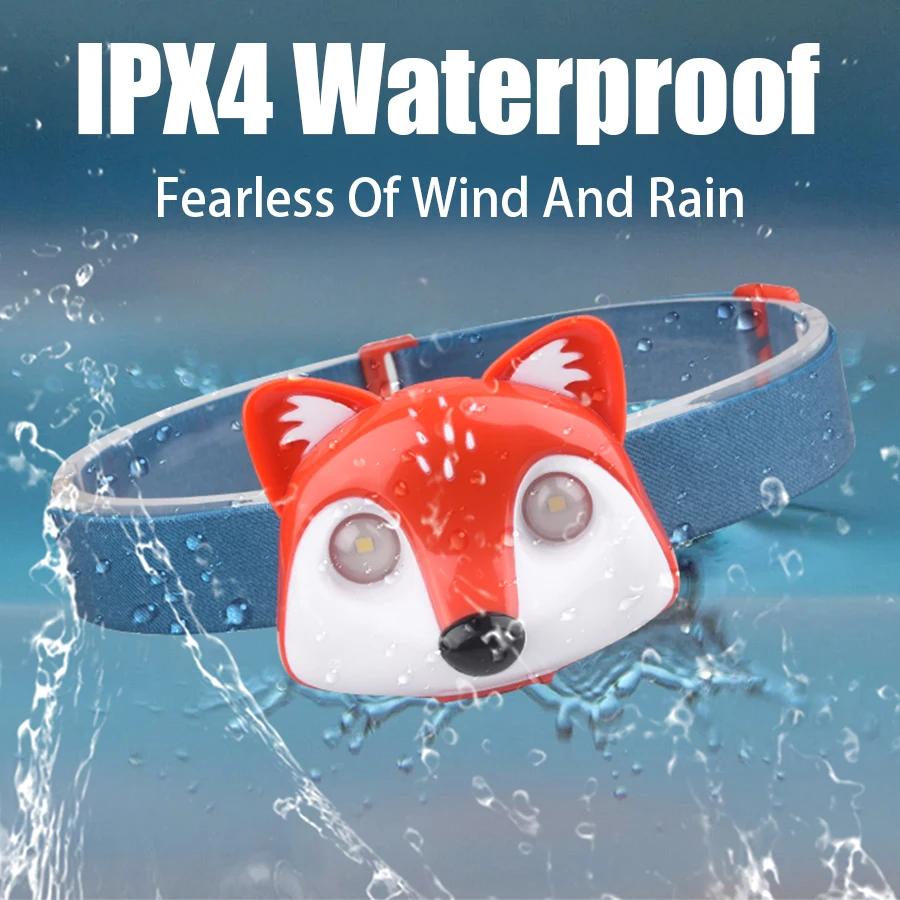 XIWANGFIRE Children's Exploration Headlamp Cute LED Fox Raccoon Shaped Lamp TYPE-C Rechargeable Portable Outdoor Waterproof Tool
