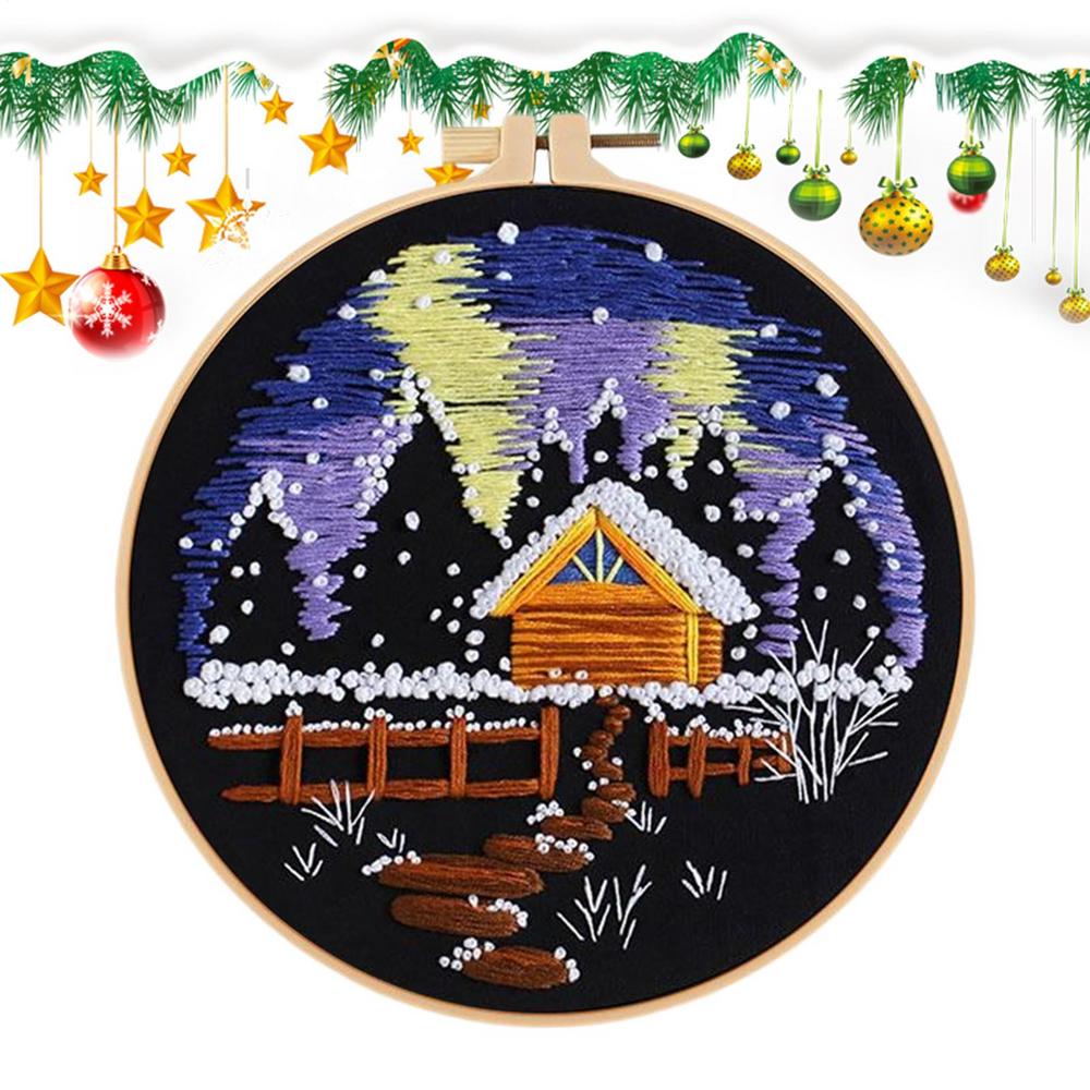 

Christmas Needlework Kits Easy Beginners Embroidery Kit Seasonal Decor For Desktop Kitchen Living Room Bedroom Dormitory