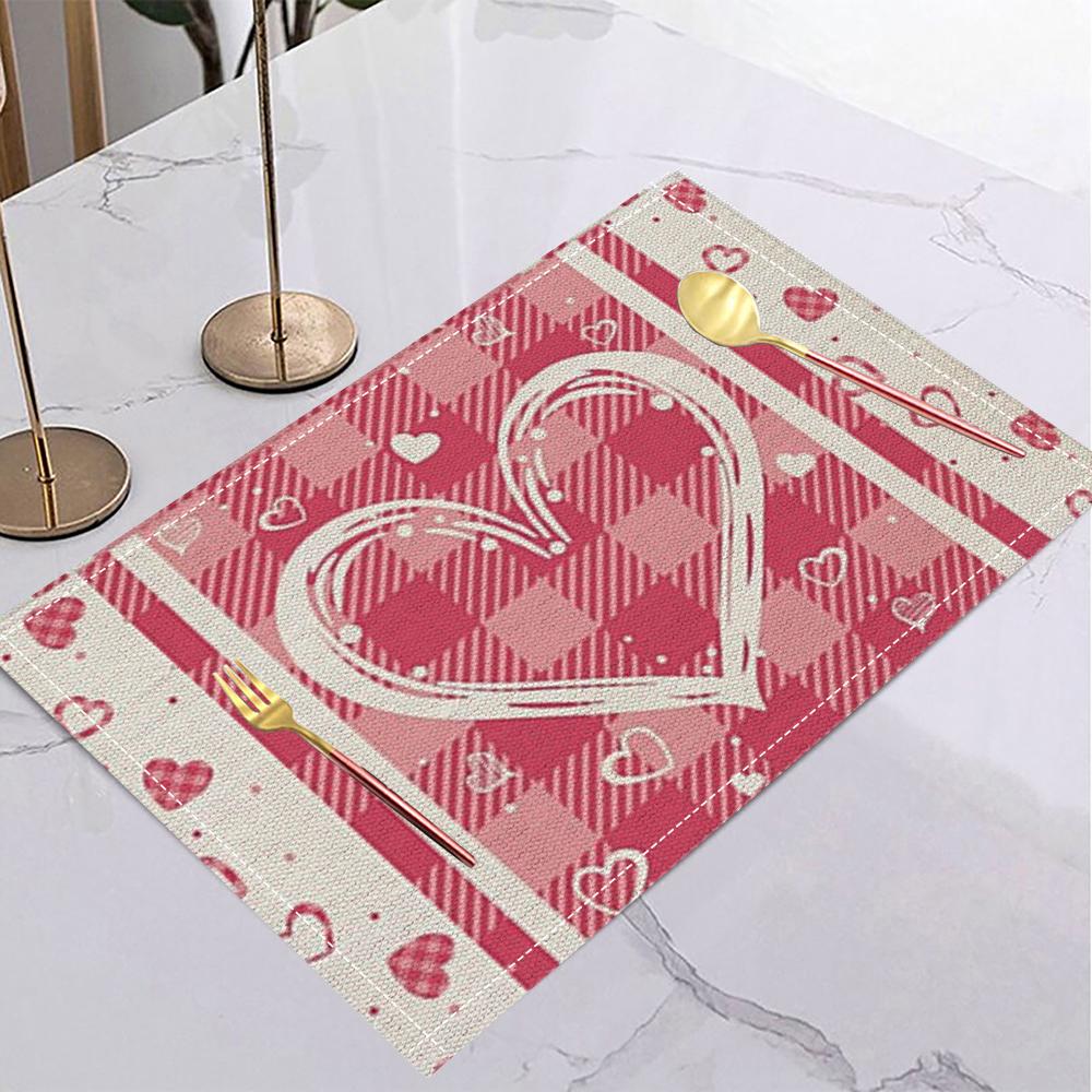 Love Heart Table Mat Heart Pattern Romantic Valentine's Day Placemat for Romantic Date Love Party Valentine's Dinner Home Decor