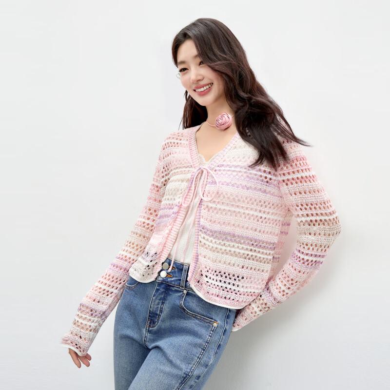 Women's Gradient V-Neck Knit Cardigan