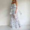  European and American Amazon women's clothing new floral streamer suspender ruffle loose top wide swing long skirt set