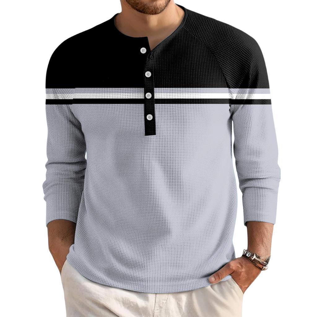 Men's Loose Casual Button Down Collar Long Sleeve Top