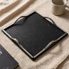 Luxury Grid Leather Tray Square Entryway Key Organizer Stainless Steel Desktop Decor Modern Home