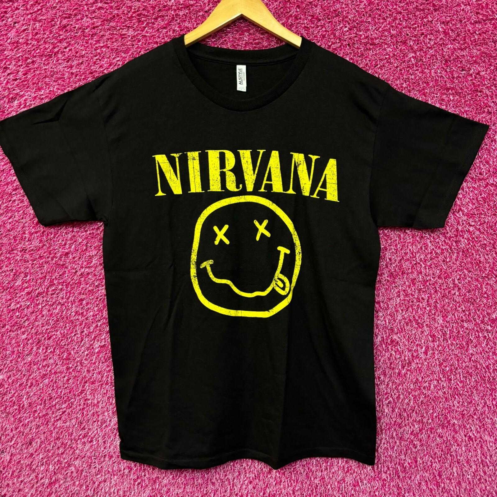 Nirvana Never Mind Smiley Face grunge Rock Tshirt size large XXL