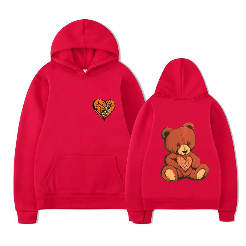 Spring Autumn Fashion Women's Teddy Printed Hoodie Versatile Comfortable Casual Sports Long Sleeve Hoodie