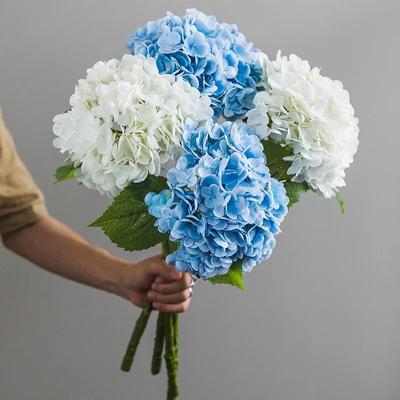 Künstliche Hortensienzweige aus 3D-Latex, große Hortensienblüte, fühlt sich echt an, künstliche Blumen, Dekoration für Zuhause, Tisch, Büro, Hochzeit