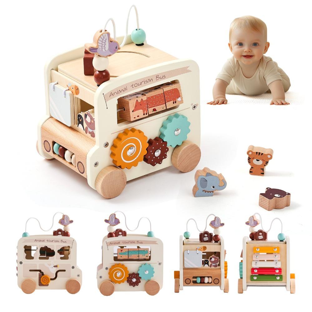 

Multi-purpose Design Early Education Toys Wooden Bus Toy Interactive Logical Thinking Toy Baby