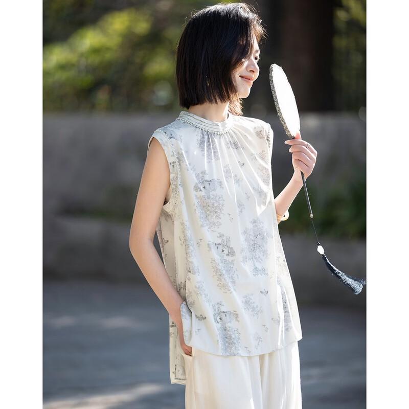 Demana Ruomeng Jiangnan New Chinese Style Sleeveless Printed Blouse