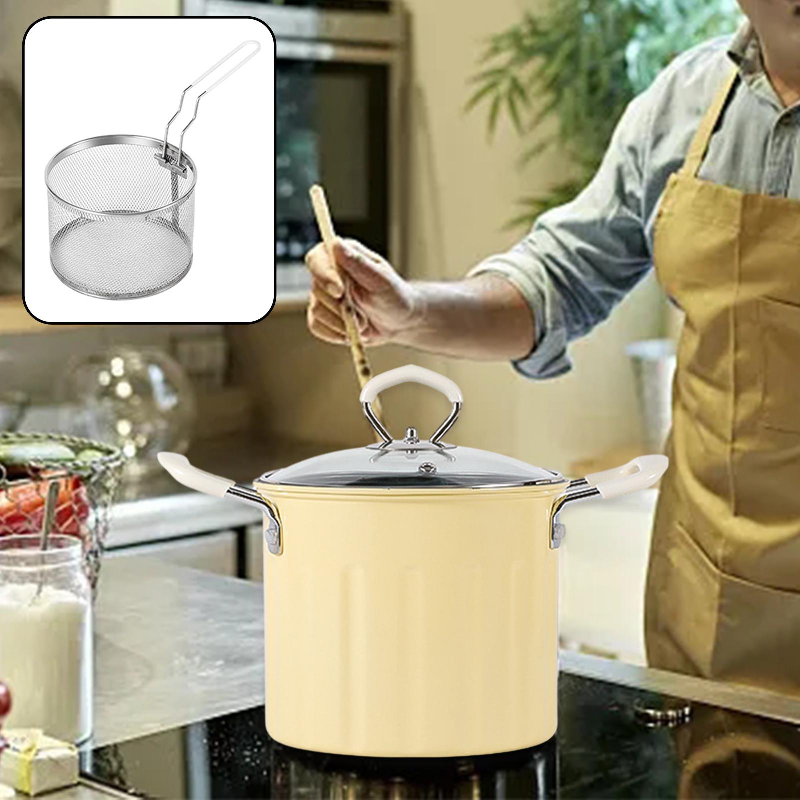 

3L Deep Frying Pot Detachable with Strainer Basket Cooking Tools Frying Pan for Outdoor Restaurant Cooking Tempura жовтий