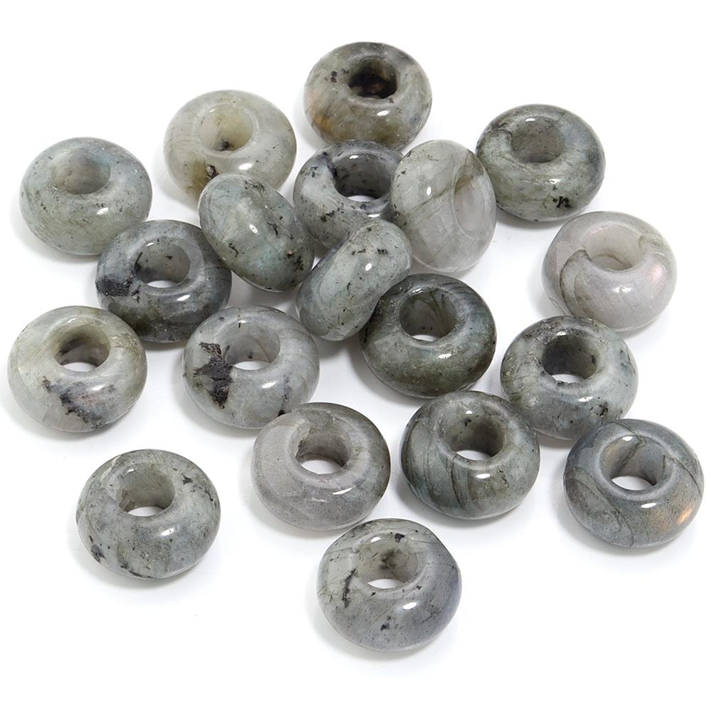 6pcs 14x8mm Natural Stone Beads Amethyst Tiger Eye Agate Jade Abacus Shape Big Hole Loose Beads for Jewelry Making DIY Bracelets