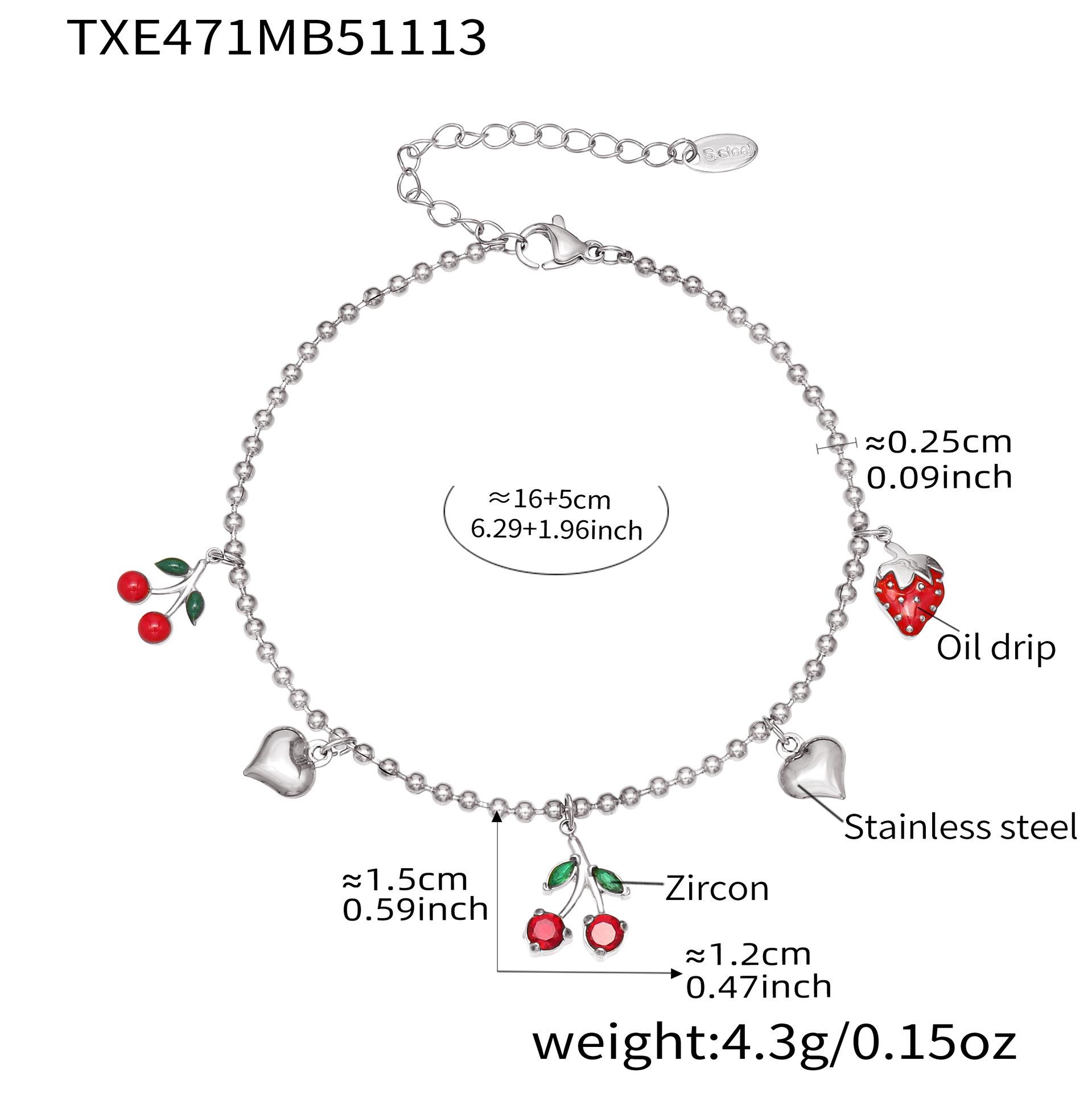Qiong Yao Cherry Heart Zirconia Bead Jewelry Set - PVD Gold Plated