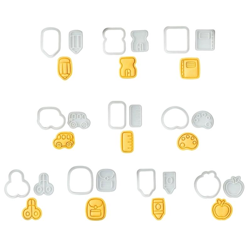 Educational Theme Plastic Cookie Cutters Molds School Cookie Stamps For Creative Baking With Children And Family Activity