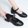 Women's Shoes Genuine Leather Mid-heel Mary Jane Shoes Women Shiny Fashion Large Size Ladies Office Shoes