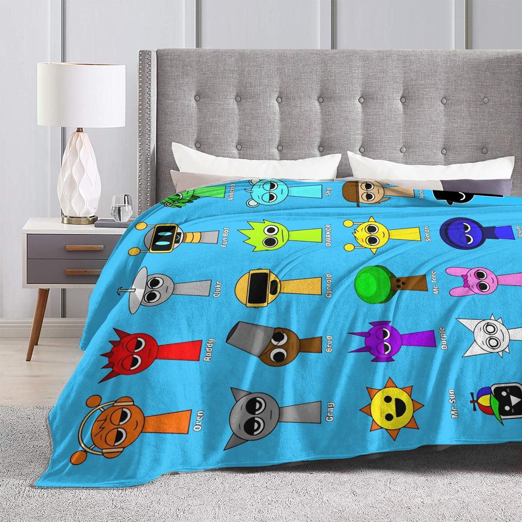 Sprunkis Game Blankets Fleece Novelty Breathable Throw Blankets for Chair Covering Sofa All Season