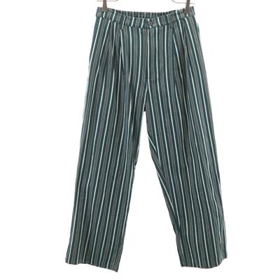 Fafatt Striped Pattern Easy Pants Green System Women Used