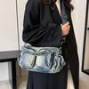 Advanced Feeling Multiple Pockets Vintage Denim Shoulder Bag Leisure Time High-capacity Versatile Practical Single Crossbody Bag