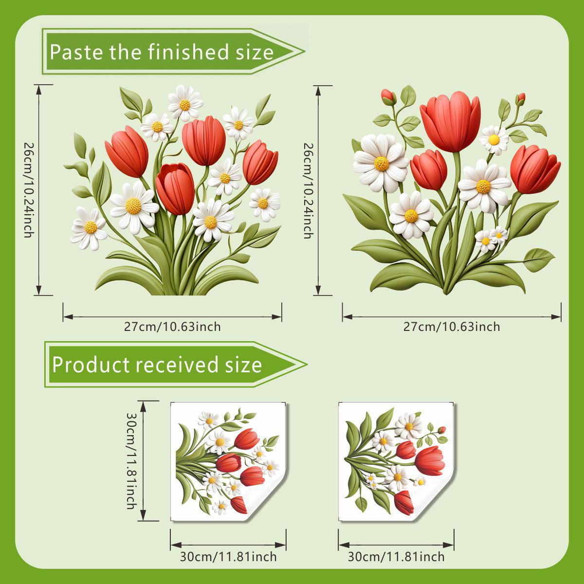 

Hand Painted Flowers Toilet Seat Sticker Artistic Bathroom WC Decoration Waterproof Removable Decal for Home 30x30cm різнокольоровий
