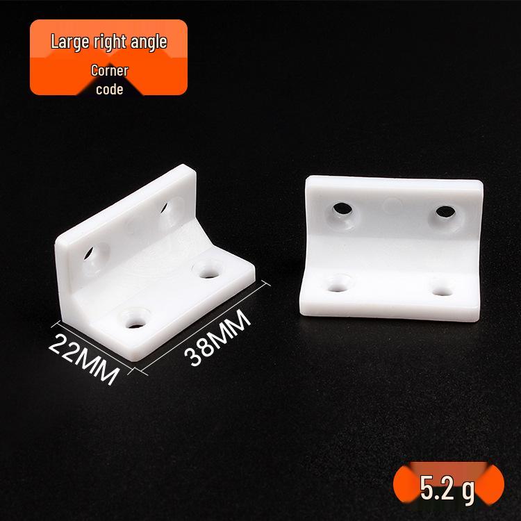 Thickened White Nylon Corner Bracket, L-Shaped 90 Degree, Triangular with Cover for Furniture Cabinet Connector