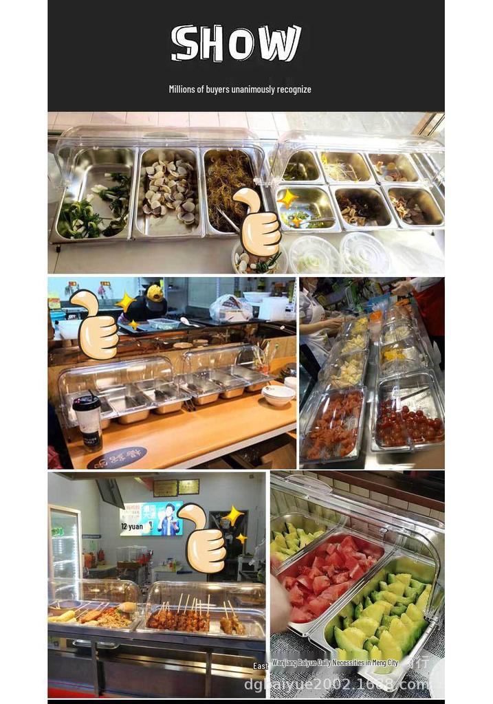 304 Stainless Steel Compartmented Display Rack with Lid for Kindergarten Meals and Cold Dishes