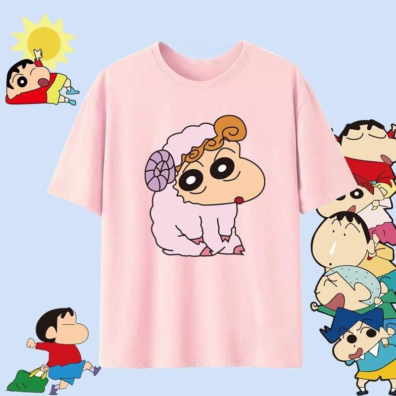 Crayon Shin Chan Shinnosuke Shiro Hug Print T Shirt Women Oversized Cute Cartoon Short Sleeve Casual Tee Top