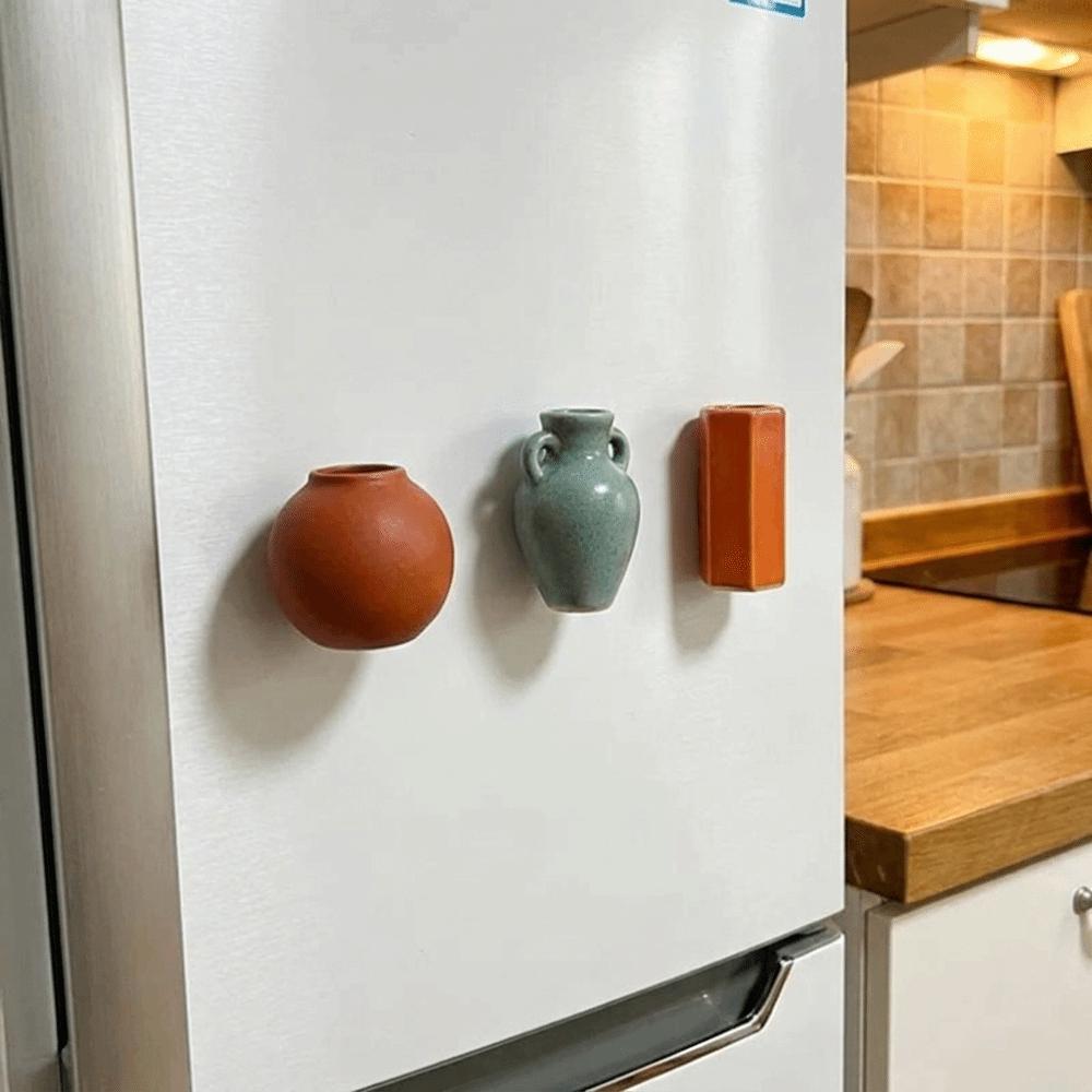 Decorative 3D Vase Fridge Magnets Pastoral Style Flower Arrangement Magnet  Dorm Room
