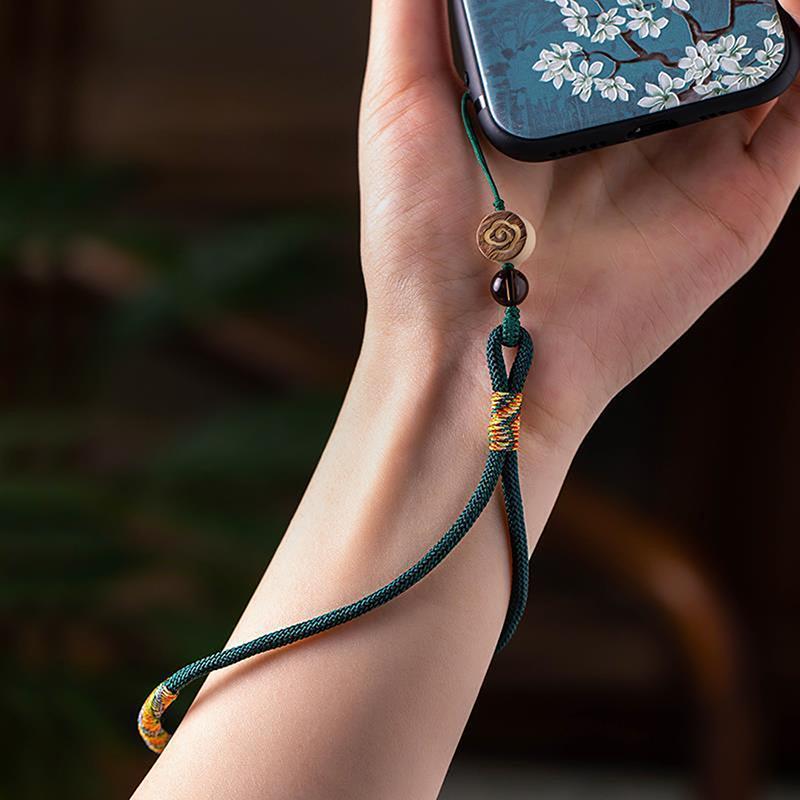 Chinese Style Phone Wrist Charm Strap Cell Phone Finger Keychain Hand-Woven Ring Buckle Pendant Cloud Pattern