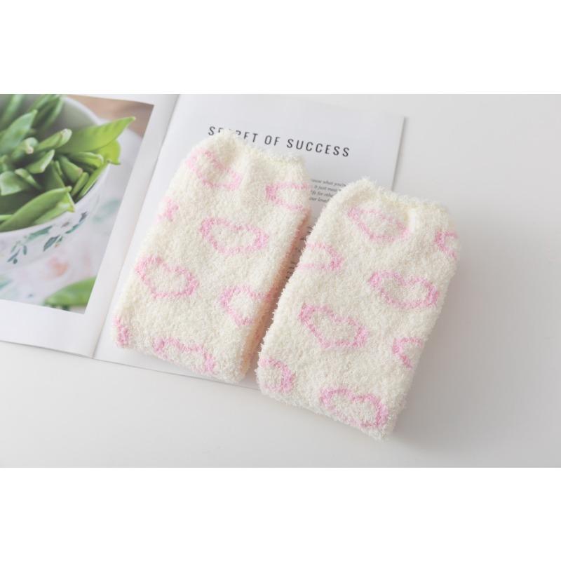 Socks New coral fleece stockings fashionable and sexy love thermal terry sleep socks