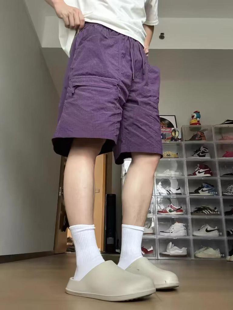 Men's 2024 Plus-Size Purple Quick-Dry Mesh Sports Shorts - Breathable, Casual Fit