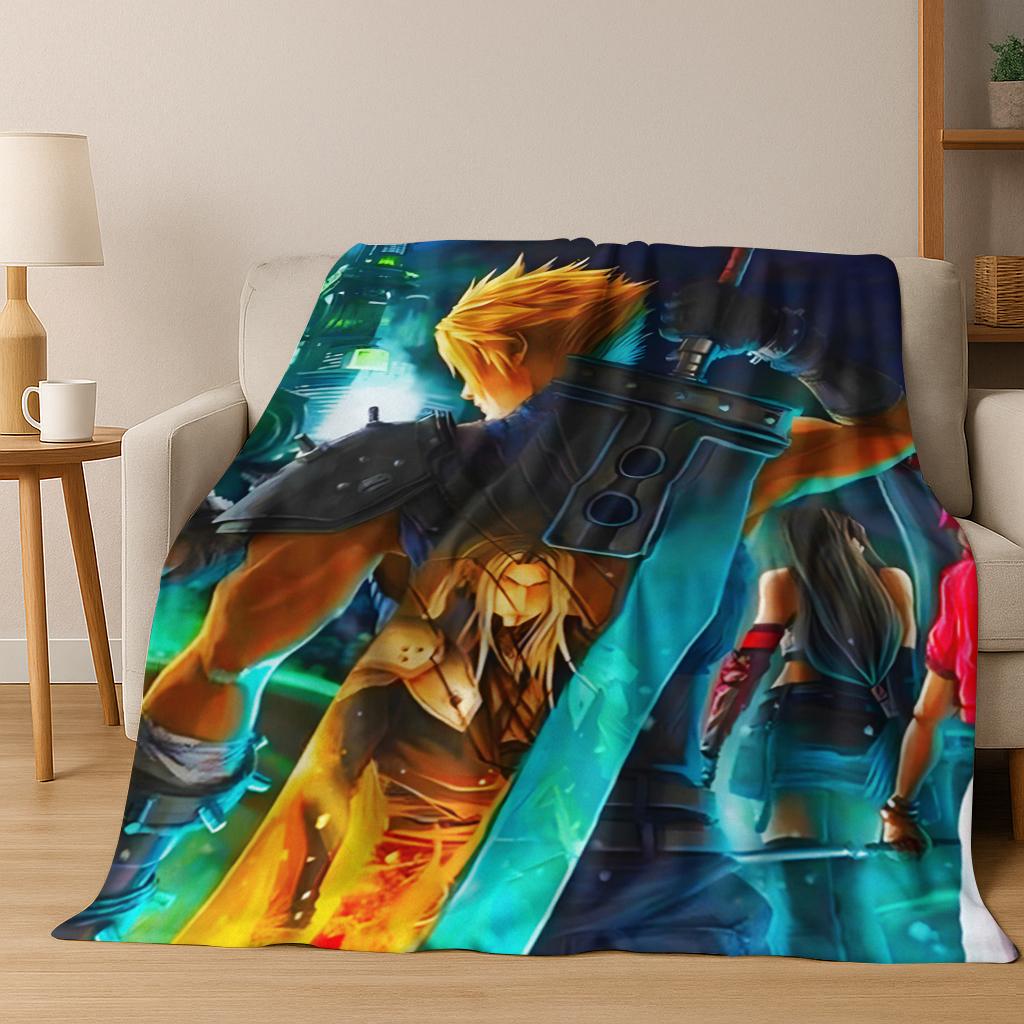 Cartoon Final Fantasy Sephiroth Cloud Tifa Game Flannel Blanket,Warm and Cozy Soft Throw Blanket for Home Bedroom Bed Sofa Kid